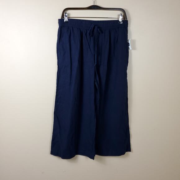 Gap Stretch Drapey Cropped Wide Leg Pants Navy Size S - Picture 1 of 9